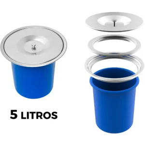Lixeira De Embutir Basic 8l Balde Plástico Com Tampa Removíve