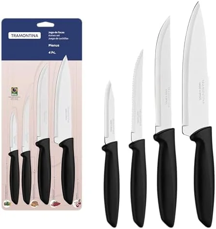 Tramontina JOGO FACAS INOX 4PC PLENUS PRE, Preto