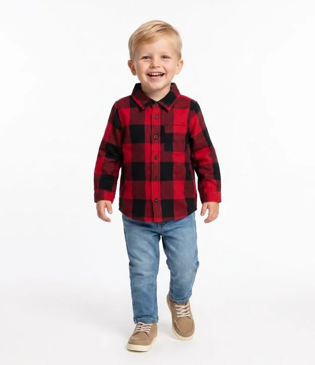 Camisa Infantil em Flanela Xadrez - Tam 1 a 6 Anos
