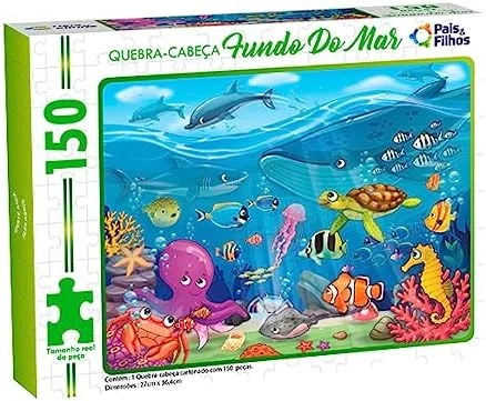 Pais & Filhos | Quebra‑Cabeça Infantil Fundo do Mar 150 Peças | Puzzle Educativo para Crianças +4 anos | Jogo de Raciocínio e Coordenação Motora