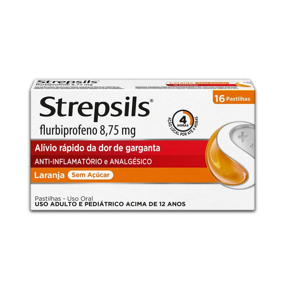 Pastilha Para Garganta Strepsils Laranja Sem açúcar 16 Pastilhas