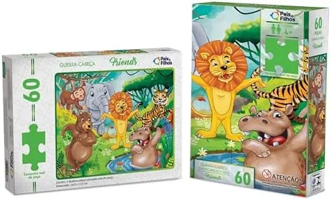 Pais & Filhos | Quebra-Cabeça Infantil Friends 60 Peças | Educativo 4+ Anos | Desenvolve Coordenação e Raciocínio | Puzzle Colorido