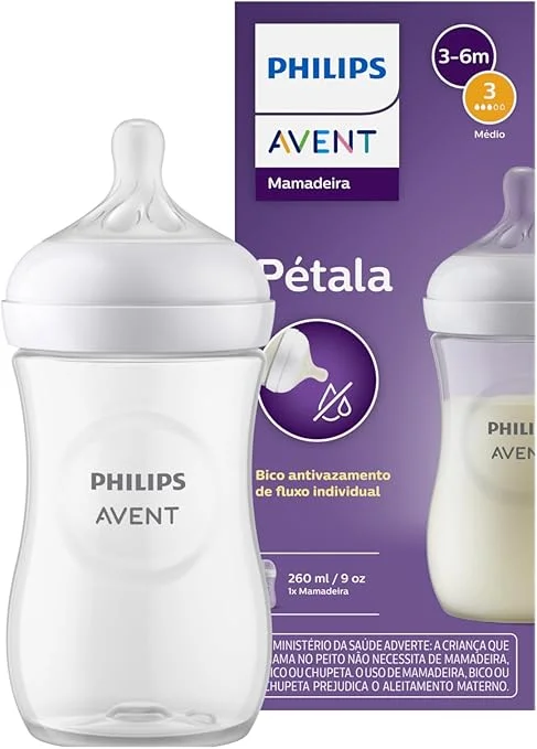 Philips Avent Mamadeira Pétala 3.0 9oz/260ml com Bico de Fluxo Médio (Fluxo 3), Azul, SCY903/01