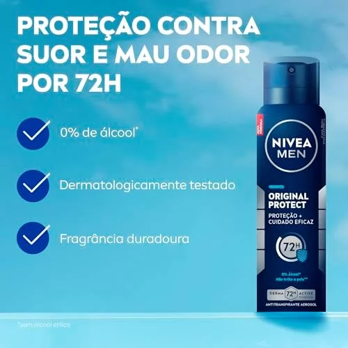 NIVEA MEN Kit Desodorante Antitranspirante Aerossol Original Protect 48h 150ml (2 unidades)