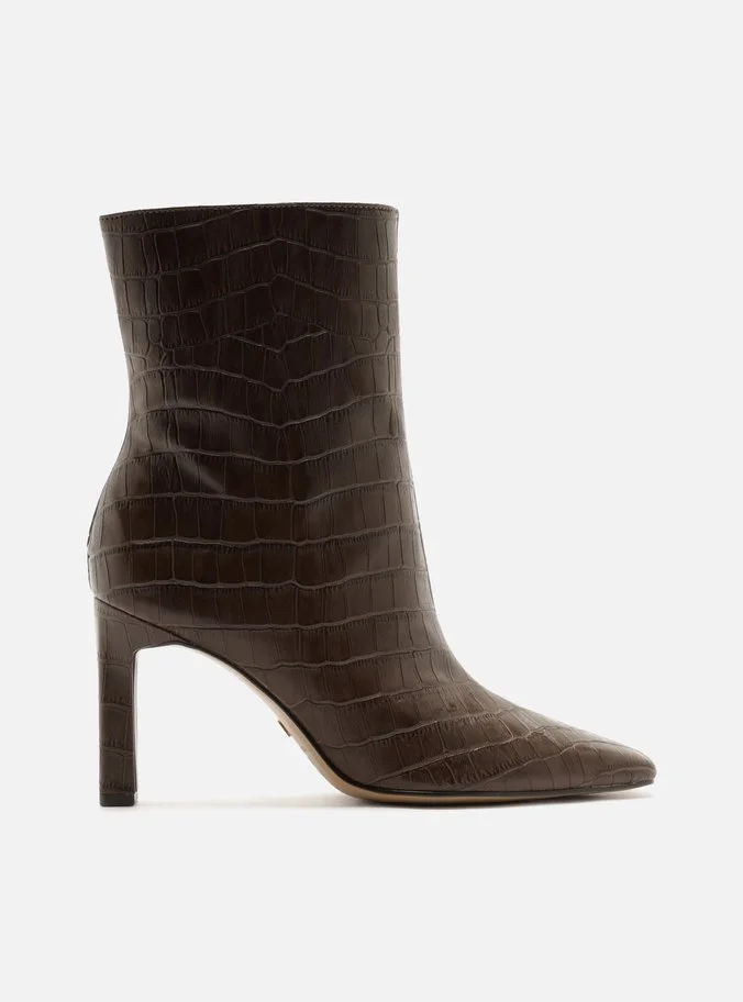 Bota Marrom Cano Curto Salto Bloco
