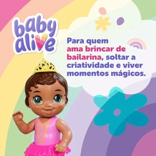 Baby Alive, Boneca, Princesa Bailarina - Cabelos Castanhos, Tiara Removível, 26 cm - A partir de 3 Anos