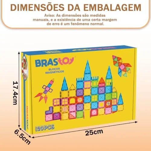 120 Peças de Blocos De Montar Magnéticos Construção, Brinquedo Educativo Adequado para Crianças de 3 Anos