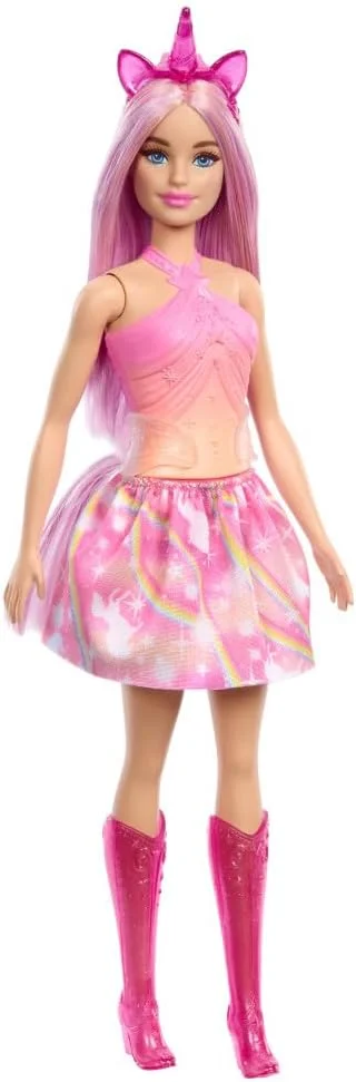 Barbie Fantasia Boneca Saia de Unicórnio de Sonho Rosa para crianças a partir de 3 anos