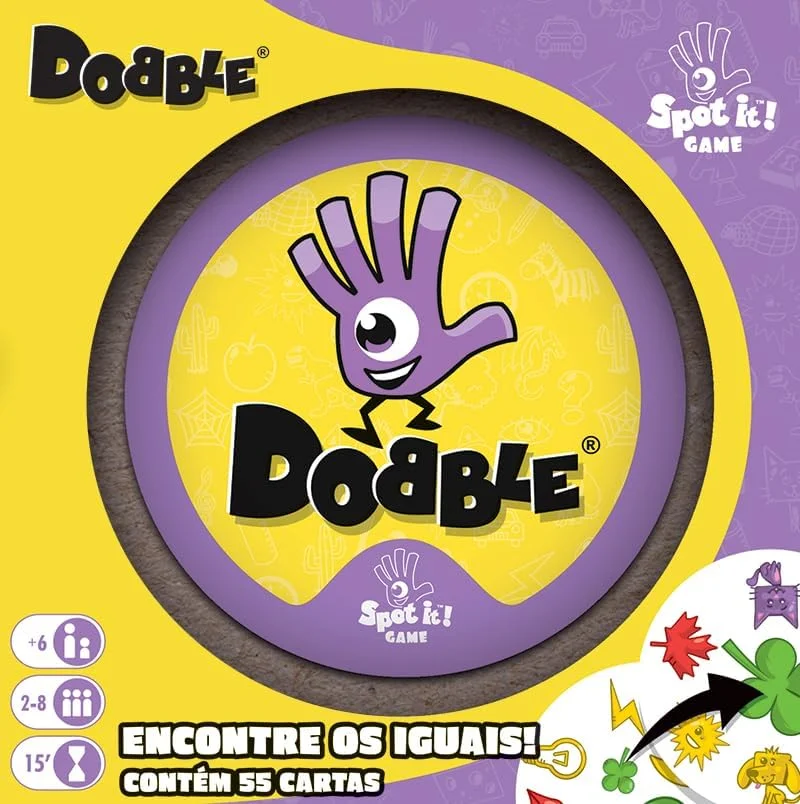 Asmodee, Dobble, Jogo de Cartas para Amigos, 2 a 8 jogadores, Idade +6 anos, Partidas de até 15 minutos
