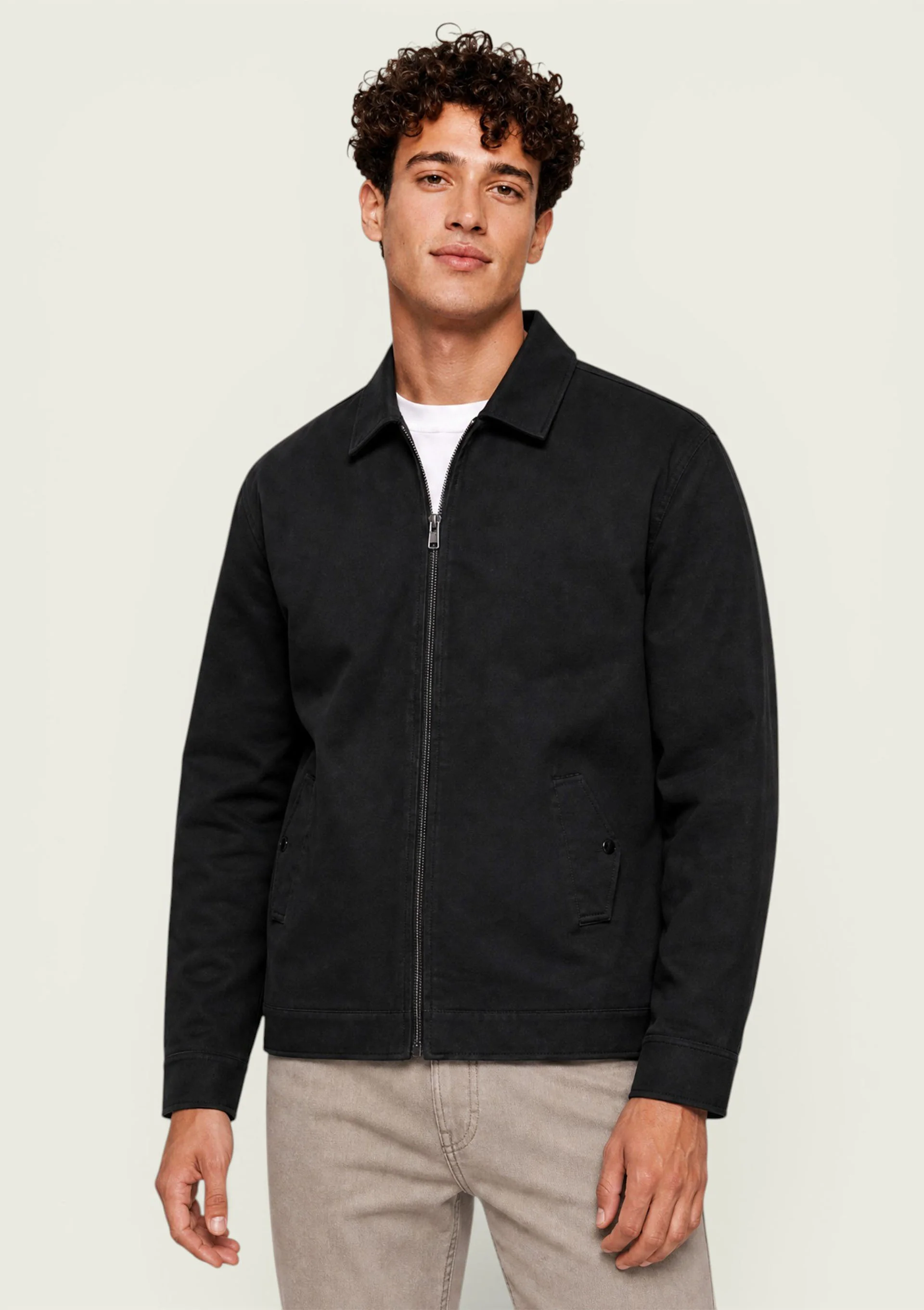 Jaqueta Masculina Harrington Em Malha Sarjada - Preto
