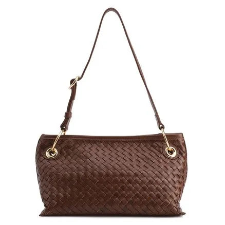 Bolsa Tote - Grande Couro Marrom Tressê Argola