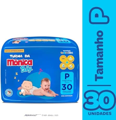 Fralda Turma da Mônica Baby Jumbo P 30 Unidades