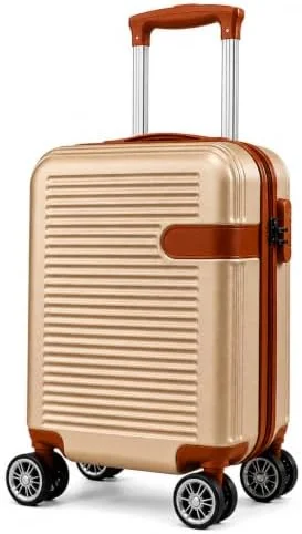 Mala de Bordo Premium 10kg ANAC com Rodas Duplas 360° e Cadeado TSA AntiFurto Rígida Leve Resistente Elegante para Viagens Curtas Avião e Bagagem de Mão Executiva (Champagne)