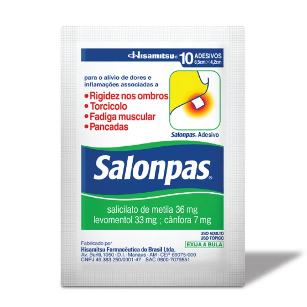 Analgésico e Anti-inflamatório Salonpas Pequeno 10 Adesivos
