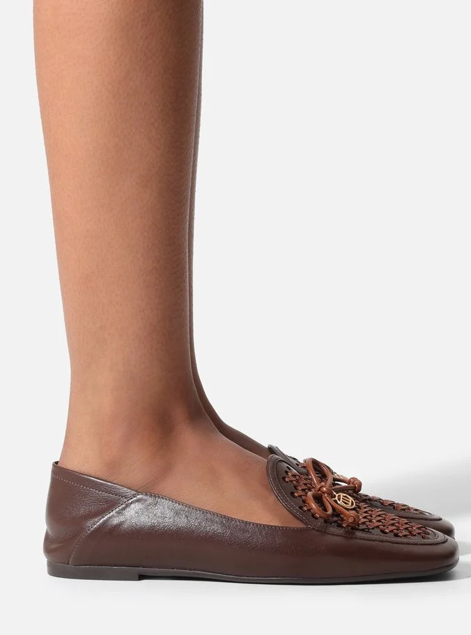 Mocassim Marrom Bico Quadrado Tressê