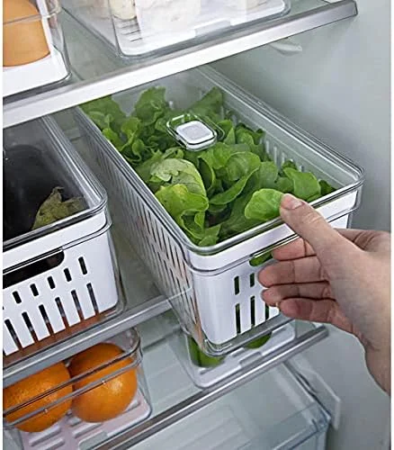 Ou Organizador de Geladeira com Cesto 5L Natural Linha Clear Fresh