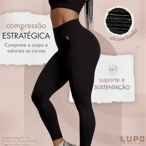 Calça Legging Lupo Fitness Feminina Esportiva Em Poliamida Texturizada a Ar Sem Costura