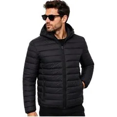 Jaqueta Puffer Masculina Forrada Com Capuz Corta Vento