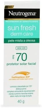 Neutrogena Sun Fresh Protetor Solar Facial Derm Care, Pele Oleosa, Sem Cor, FPS 70, 40g