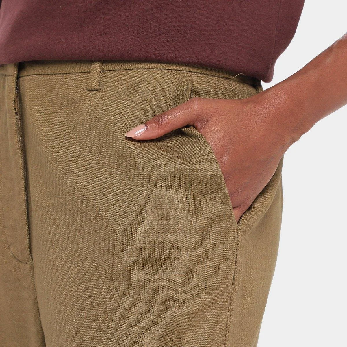 Calça Hering Alfaiataria Reta Feminina - Marrom
