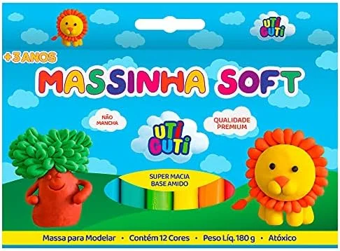 Utiguti Massa de Modelar Soft Estojo com 12 Cores 180G