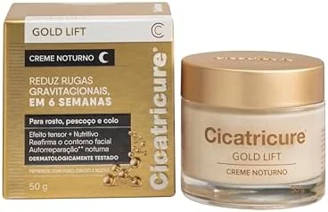 Cicatricure Gold Lift Creme Noturno Facial Hidratante Antirrugas com Efeito Tensor, Nutritivo para Autorreparação, Reafirma Contorno, Reduz Rugas Gravitacionais em 6 Semanas, Clareador 50g