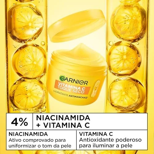Garnier, Gel Creme Hidratante Facial Antimanchas Toque Seco, com Vitamina C, Niacinamida e Ácido Hialurônico, Controla a Oleosidade e Uniformiza a Pele, 85g