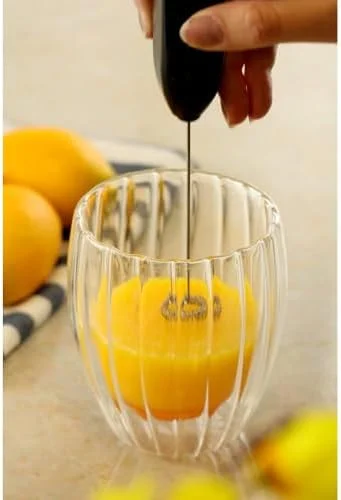 LYOR - Mini Mixer Misturador Elétrico para Bebidas - Inox e Plástico Preto - Eficiente e Compacto para Batidas e Misturas Rápidas
