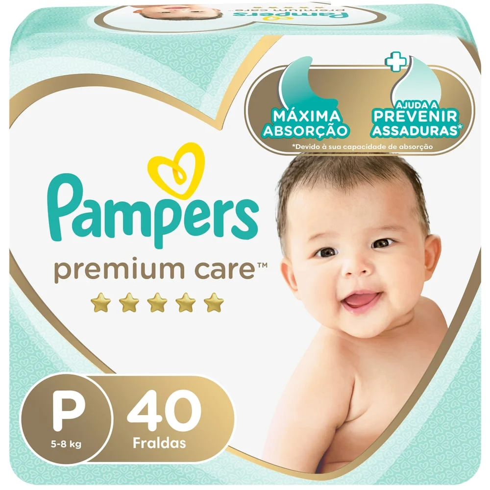 Fralda 40 Unidades P Pampers Premium Care Hipoalergênica Fralda Descartável 40 Unidades P Pampers Premium Care Hipoalergênica