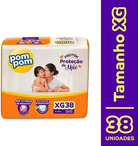 Fralda Pom Pom Protek Proteção de Mãe Mega XG 38 Unidades
