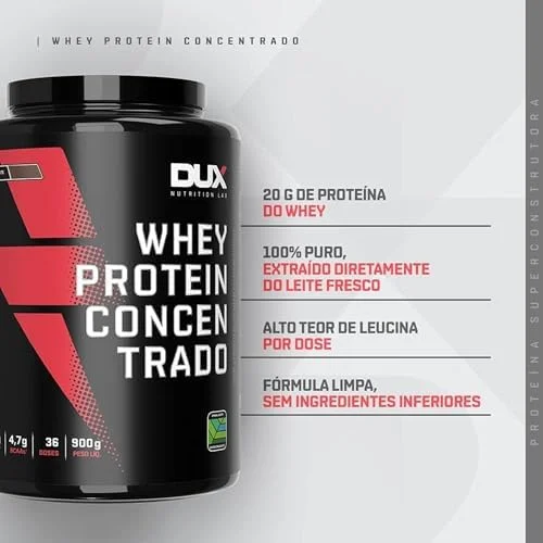 Whey Protein Concentrado Pote (900g), Chocolate Branco, Dux Human Health