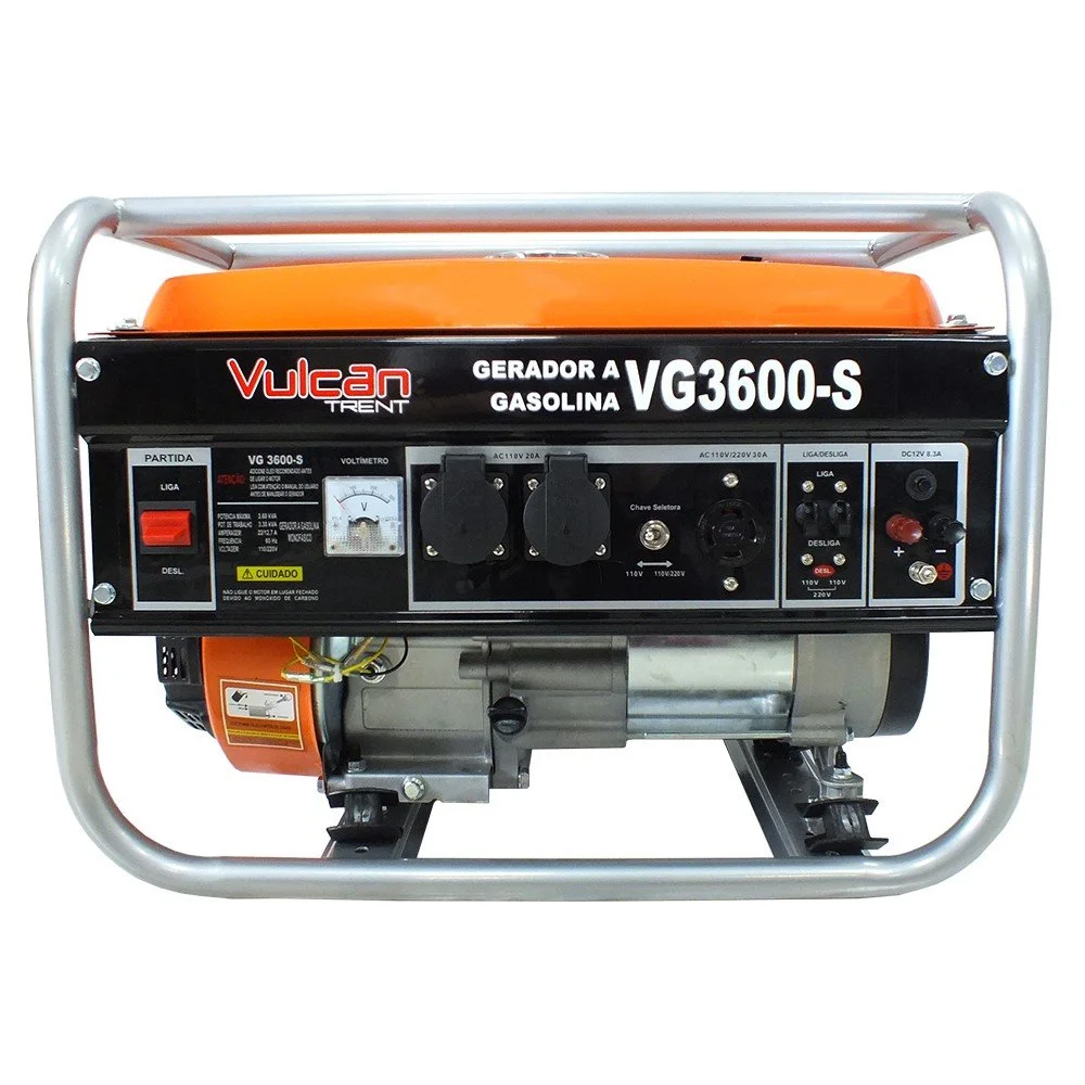 Gerador de Energia à Gasolina 4T Partida Manual 208CC Monofásico Bivolt VG3600S VULCAN-81026