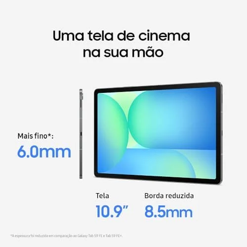 Tablet Samsung Galaxy Tab S10 FE, Cinza, 128GB, 8GB RAM, Tela Imersiva de 10.9" 90Hz, Camera Traseira de 13MP, Câmera Frontal de 12MP Ultra Wide, Wifi 6, IP68, Android 15