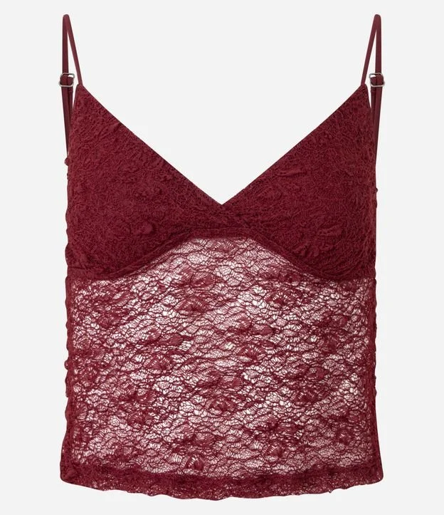 Blusa em Renda com Alça Fina e Textura