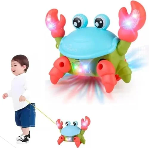 Brinquedo Caranguejo Dançante Siri Fujão com Luz LED e Música - Brinquedo Interativo Infantil