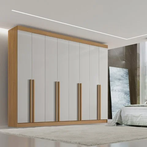 Guarda-Roupa Casal MDF 8 Portas Império Cinamomo/Off White