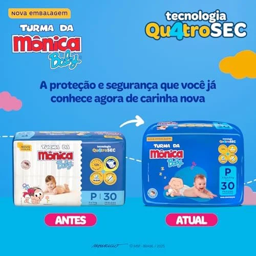 Fralda Turma da Mônica Baby Jumbo P 30 Unidades