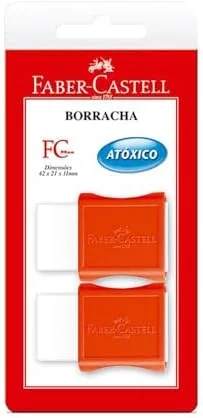 Borracha Branca Pequena com Capa Plástica, Faber-Castell, FC Max, SM/107024, 2 Unidades