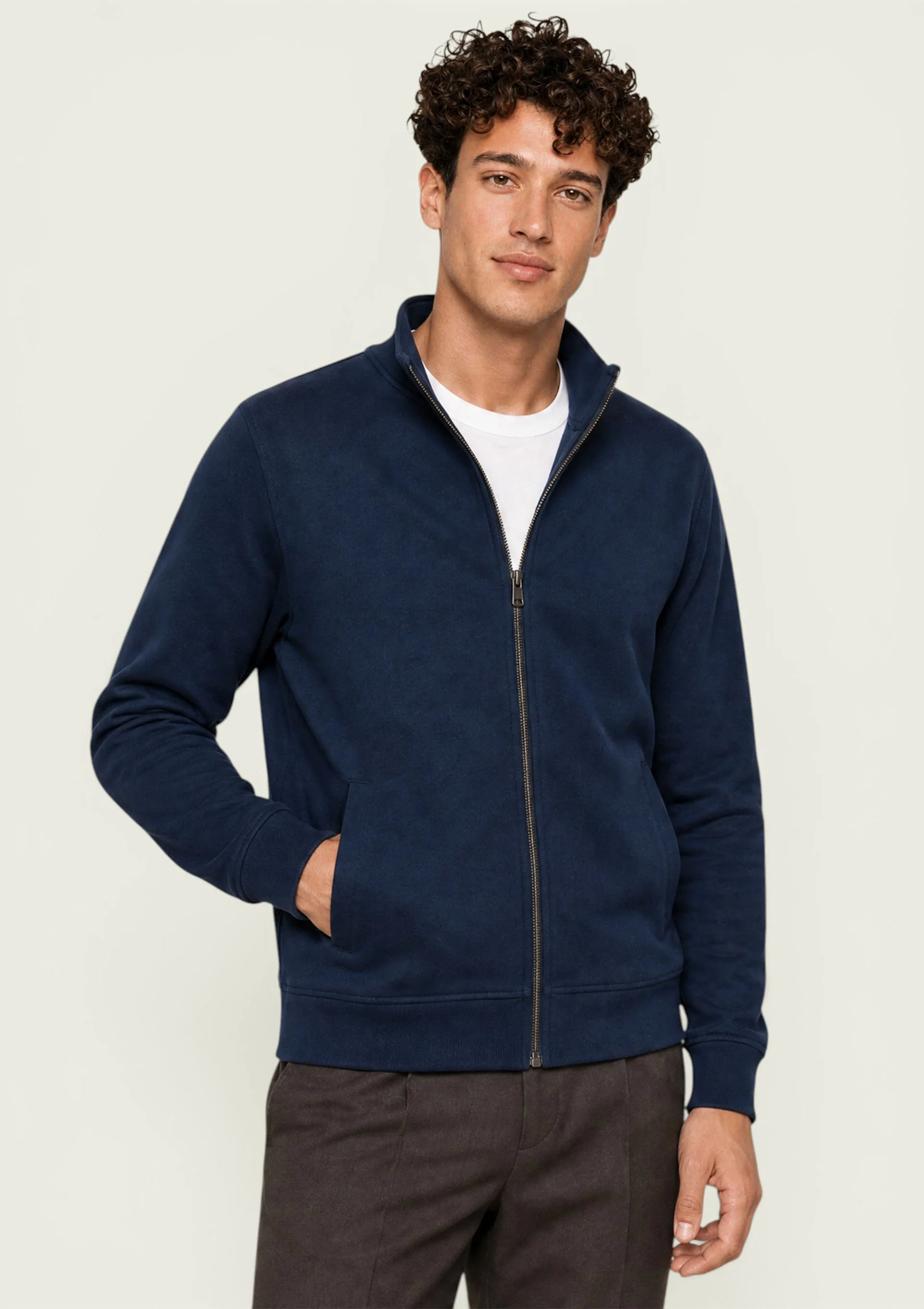 Jaqueta Masculina Em Malha Encorpada - Azul