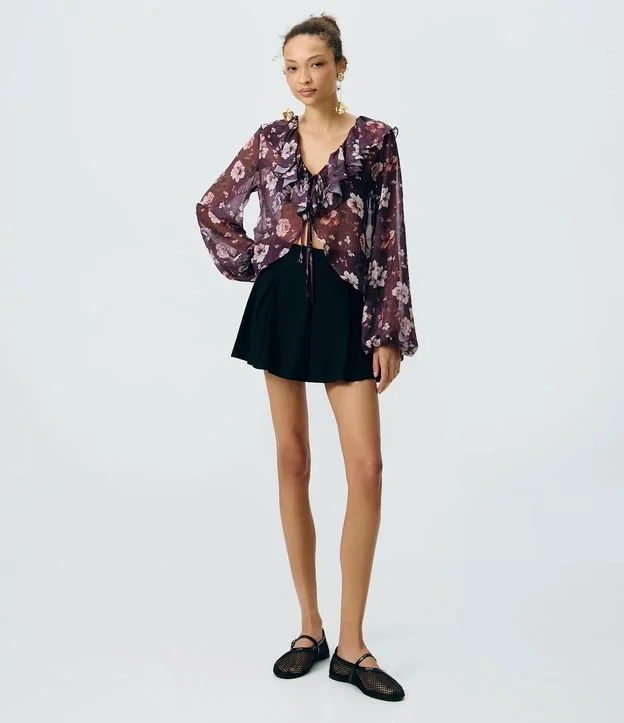 Saia Short com Pregas em Meia Malha