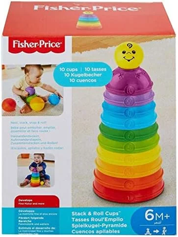 Fisher-Price Brinquedo para Bebês Potinhos Empilhar & Rolar para crianças a partir de 6 meses
