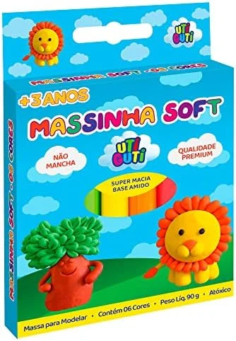 UTIGUTI Massinha Soft, Massa para Modelar Colorida em Estojo, Tradicional, 6 Cores
