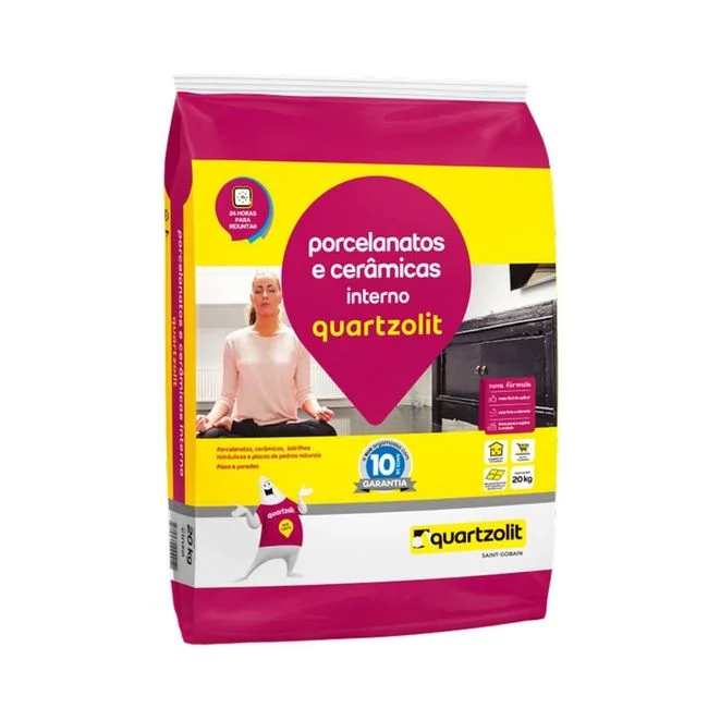 Argamassa para Porcelanato Interno Cinza 20kg Quartzolit