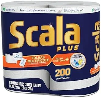Scala Plus Papel Toalha Multipicote, 200 Toalhas (2 Rolos de 100 Toalhas Cada)