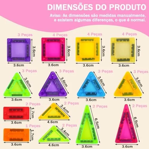 Blocos De Montar Magnéticos Construção 38 Peças Educativo Infantil