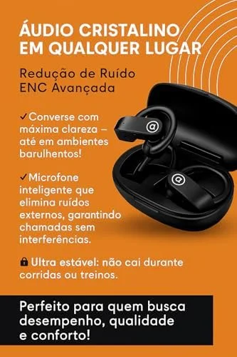 Fone de Ouvido Bluetooth 5.4, IPX5 à Prova D'Água, 45h de Bateria, Com Microfone Embutido. Design Esportivo Ergonômico Ideal Para Esportes Corridas Atividades Físicas Videogame IPhone Android Premium