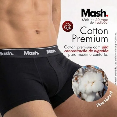 Kit 4 Cuecas Boxer Mash Algodão Cotton Respirável Masculina