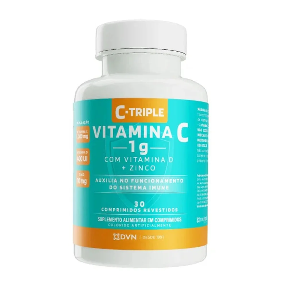 C-Triple Comp Vit C 1G + Vit D + Zinco 30 Comprimidos