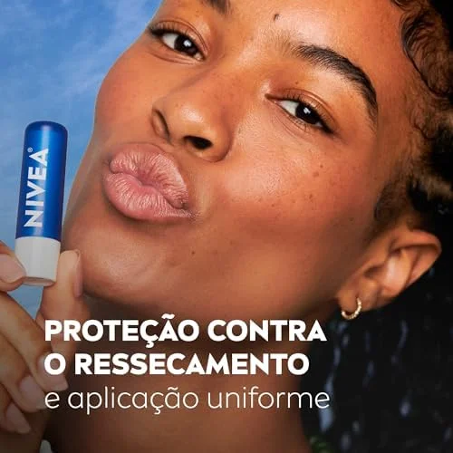 NIVEA Hidratante Labial Original Care 4,8g, Hidratação Intensa 24h, Protege contra Ressecamento, Cuidado Diário, Manteiga de Karité
