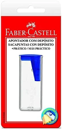Apontador com Deposito Plástico, Faber-Castell, SM/060124ZF, Cores Sortidas,Multicor